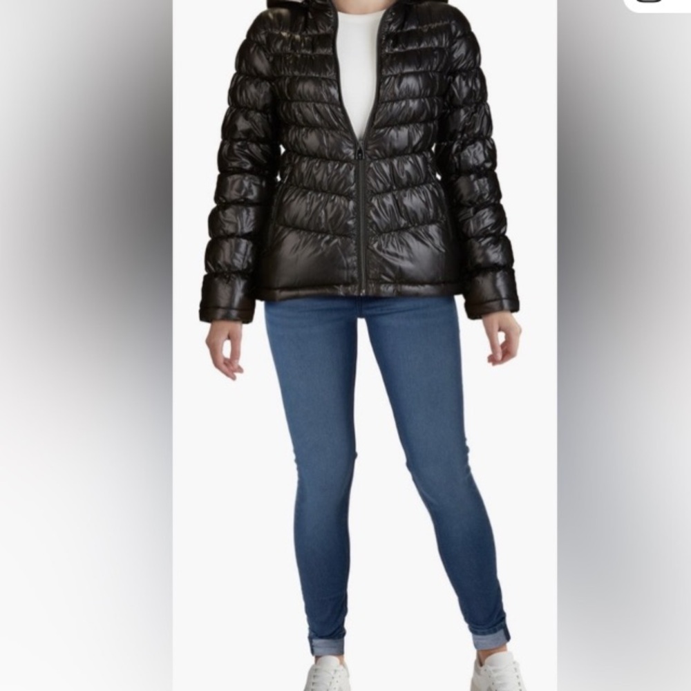 Kenneth Cole New York Shiny Black Puffer Jacket